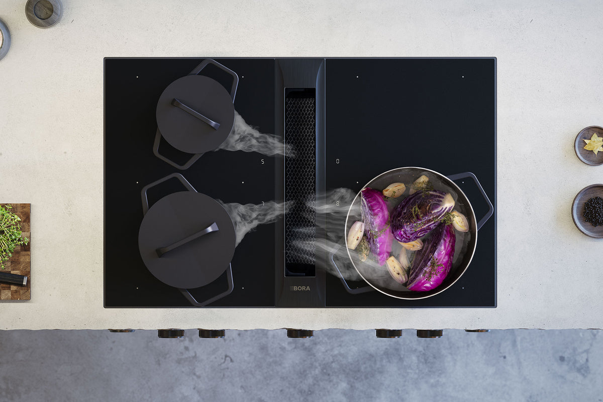 BORA Professional 3.0 Hob Set All Black PKAS3FIAB - angled view showing all-black set configuration