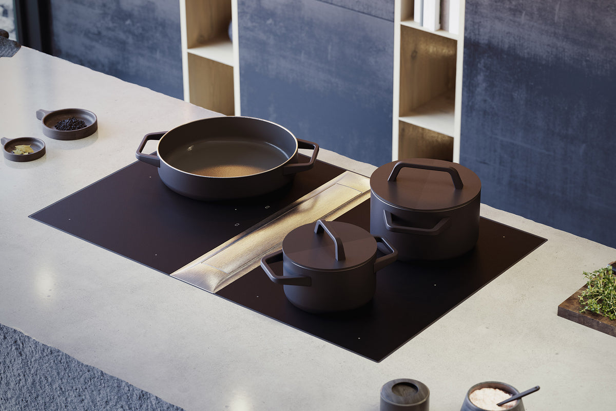 BORA Professional 3.0 Surface Induction Rough Hob Set PKAS3FIR - angled view showing matt set configuration