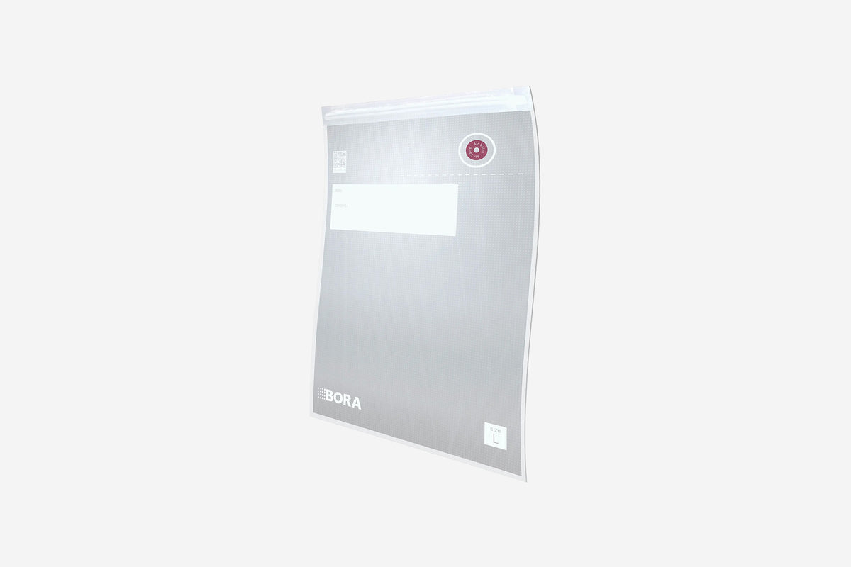BORA QVac Vacuum Seal Bags QVACVBE3 - large bags, hero product shot showing bag pack on white background