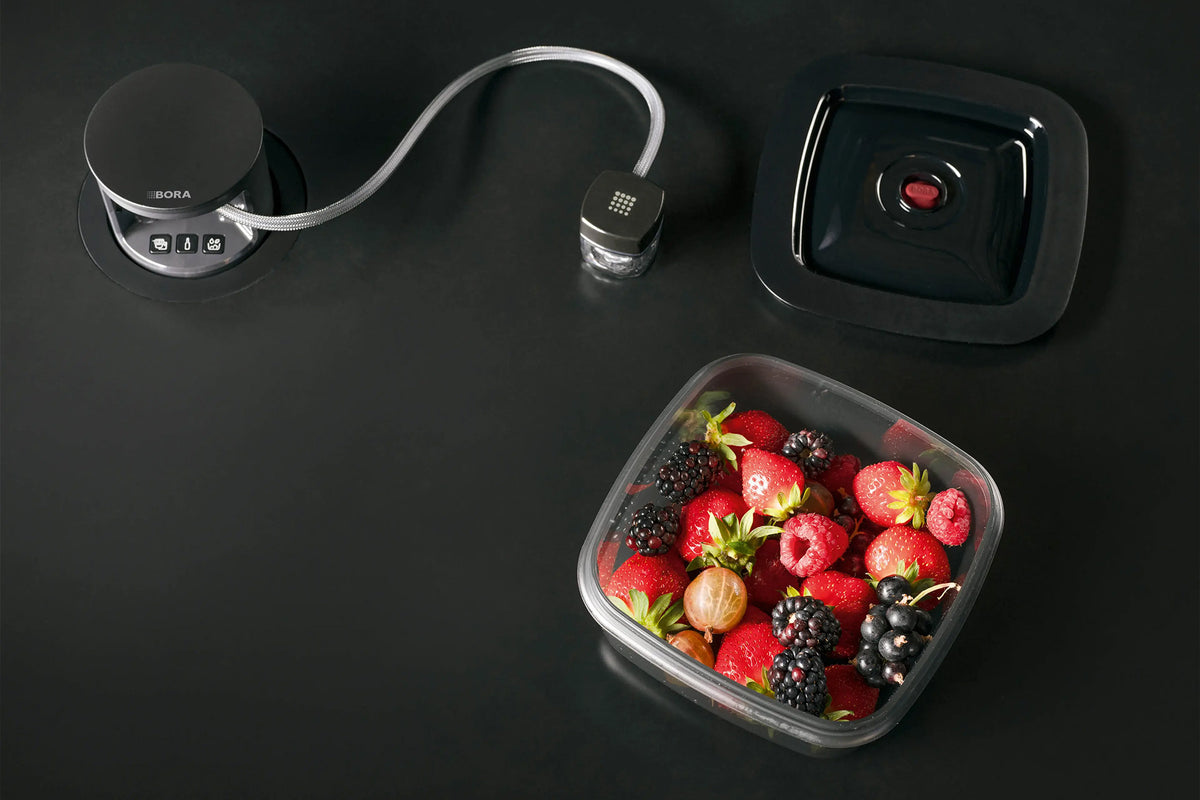 BORA QVac Vacuum Box Set QVACVBO1 - in-use shot with food stored inside sealed box