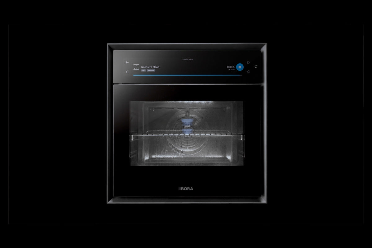BORA X BO Built-in Steam Oven XBO - in-use shot with food on oven shelf