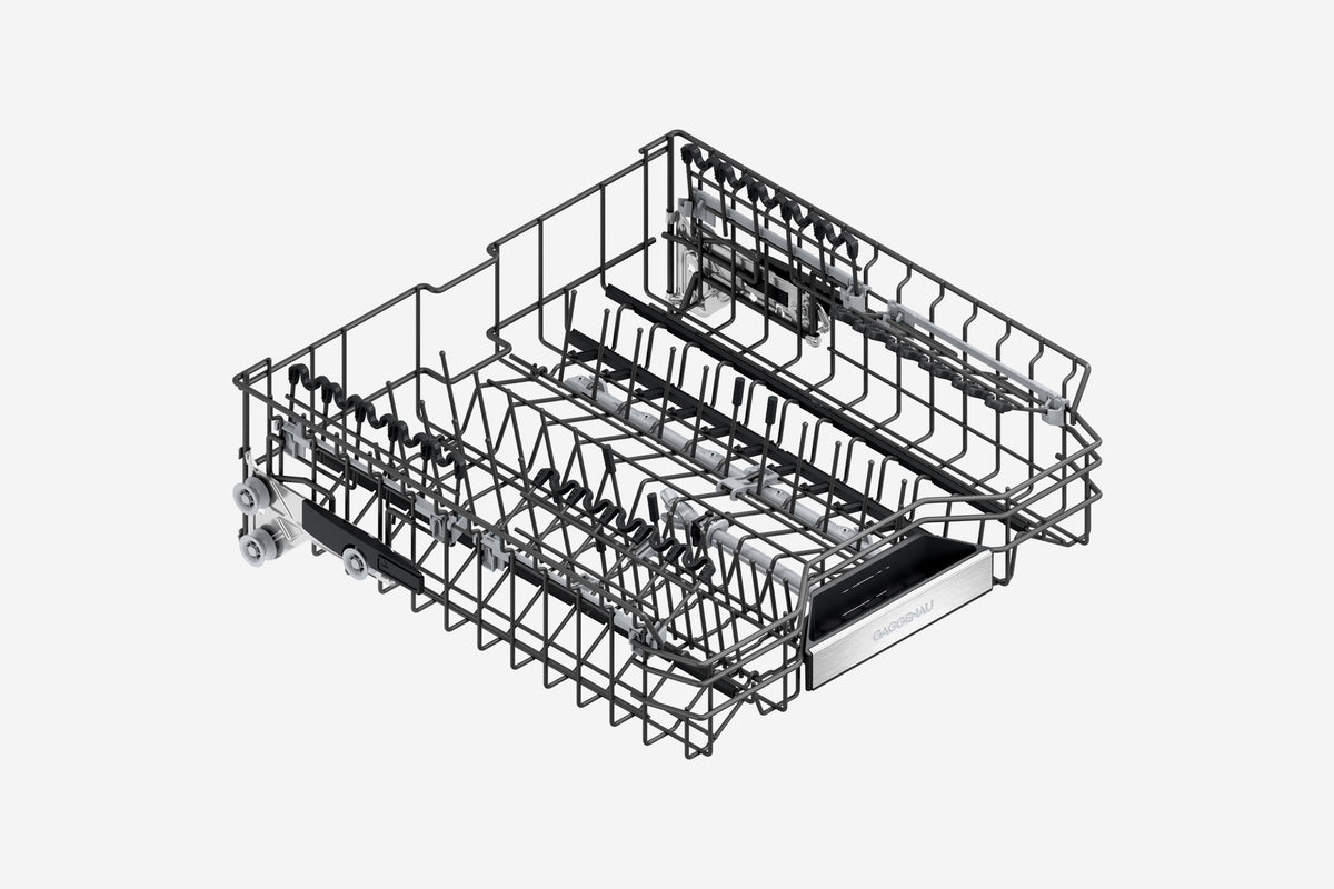 Gaggenau 200 Series Dishwasher DF261101 - door open showing interior rack and cutlery tray