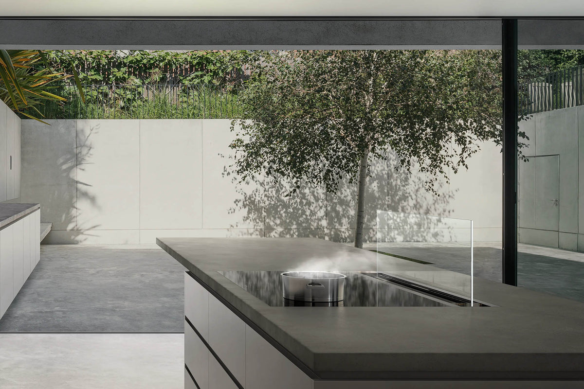 Gaggenau 200 Series Downdraft Extractor AL200190 - close-up of black extraction grille and housing