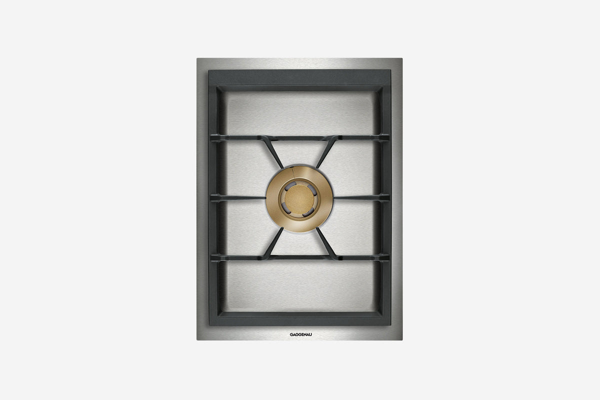 Gaggenau 400 Series Vario Single Burner Wok Gas Cooktop VG415215 38cm - hero product shot, wok burner module, top-down view