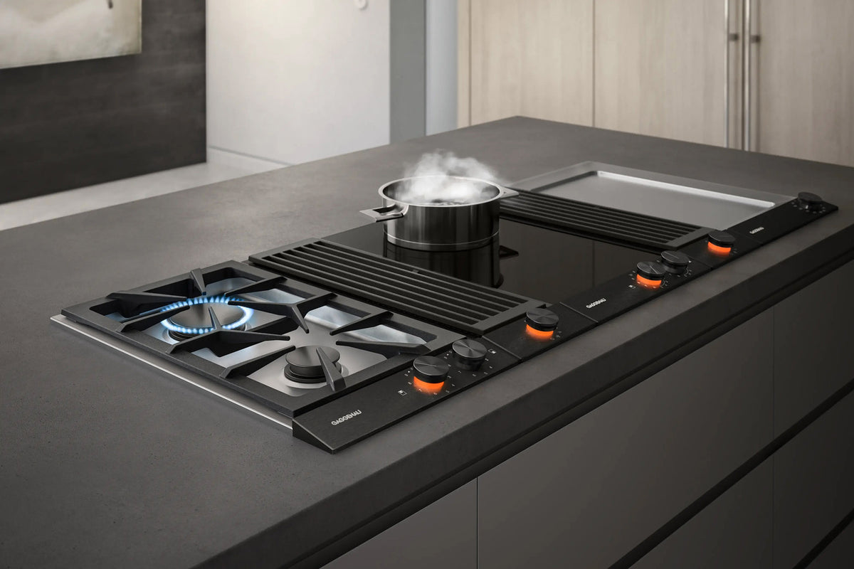 Gaggenau 200 Series Vario Flex Induction Cooktop VI232121 - angled view showing compact flex zone and controls