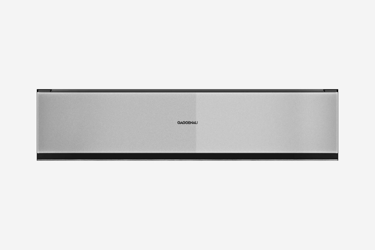 Gaggenau Minimalistic Series Vacuum Drawer GV251130 14cm in Gaggenau Sterling - hero product shot, closed sterling panel front view