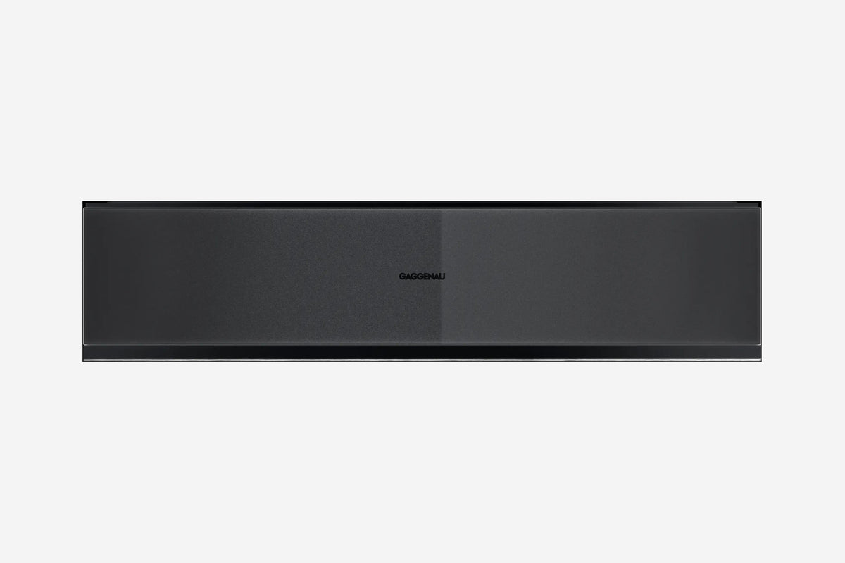 Gaggenau Minimalistic Series Warming Drawer GW251100 14cm in Gaggenau Onyx - hero product shot, closed onyx panel front view