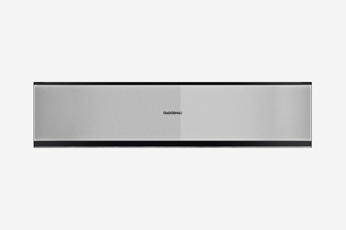 Gaggenau Minimalistic Series Warming Drawer GW251130 14cm in Gaggenau Sterling - hero product shot, closed sterling panel front view