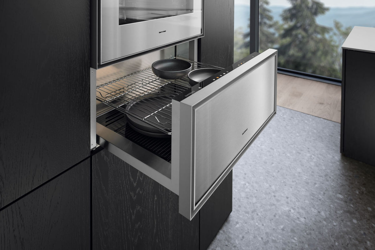 Gaggenau Expressive Series Warming Drawer GW452120 - drawer open showing interior and rack
