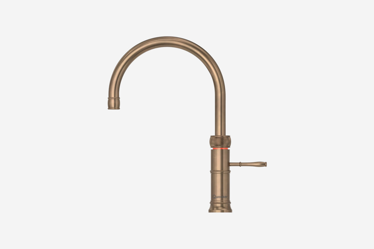 Quooker Classic Fusion round boiling water tap in patinated brass