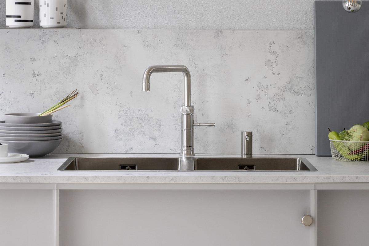 Quooker Classic Fusion square boiling water tap in stainless steel