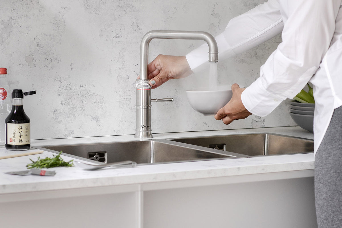 Quooker Classic Fusion square boiling water tap in stainless steel