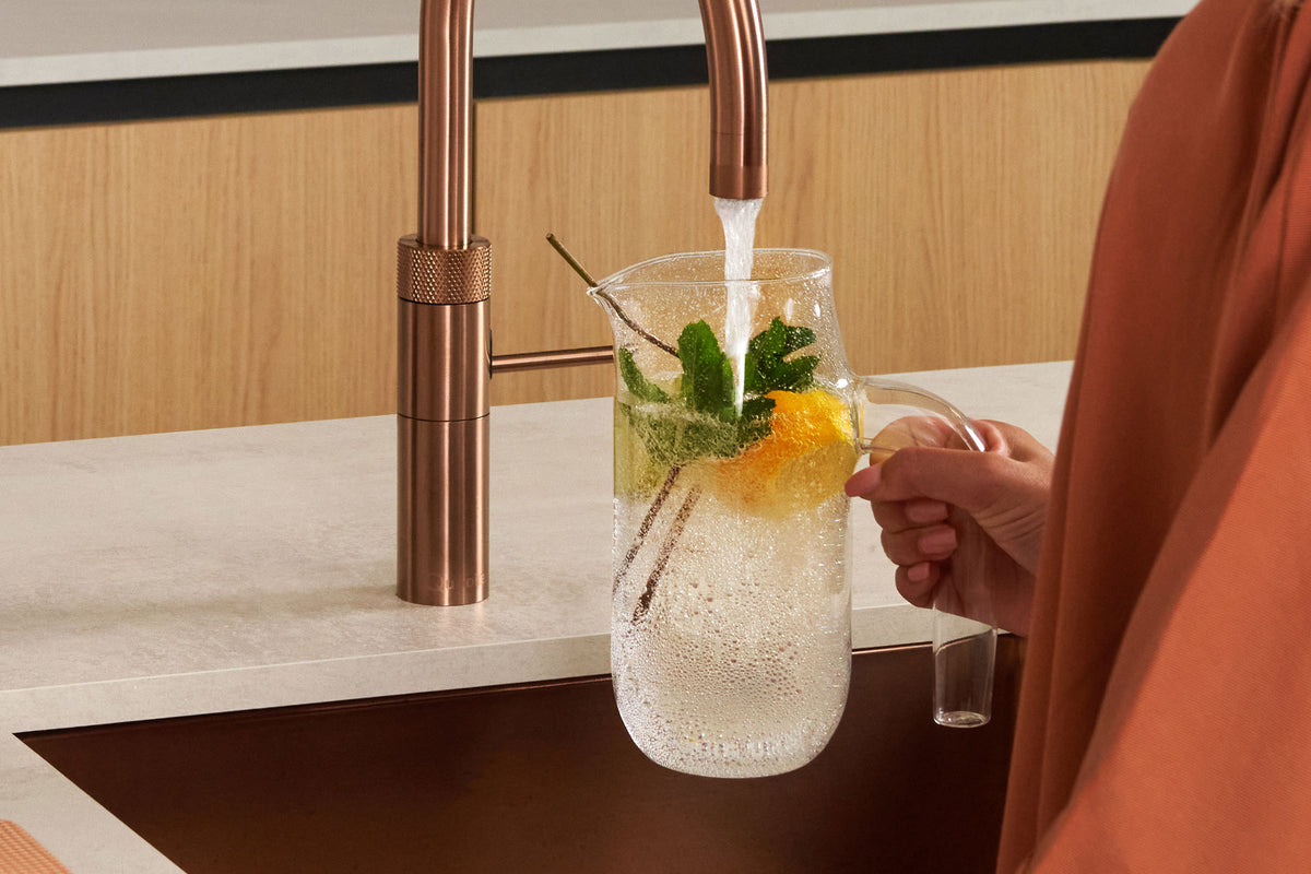Quooker Fusion round boiling water tap in rose copper