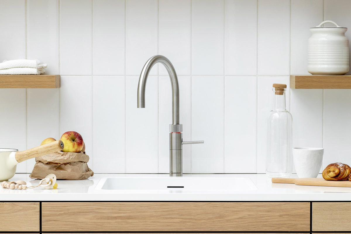 Quooker Fusion round boiling water tap in stainless steel