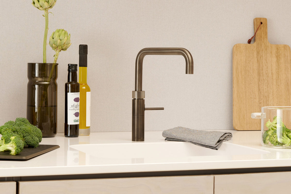 Quooker Fusion square boiling water tap in gunmetal