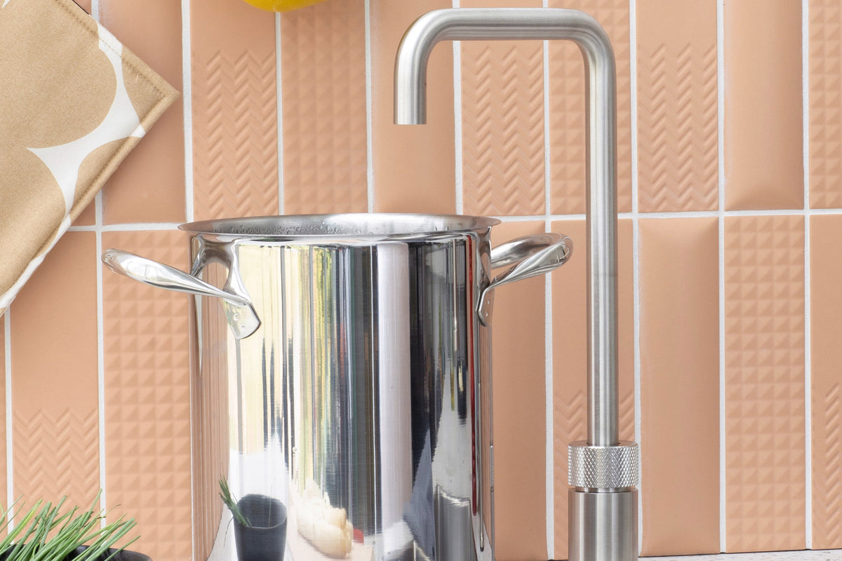 Quooker Nordic square boiling water tap in stainless steel