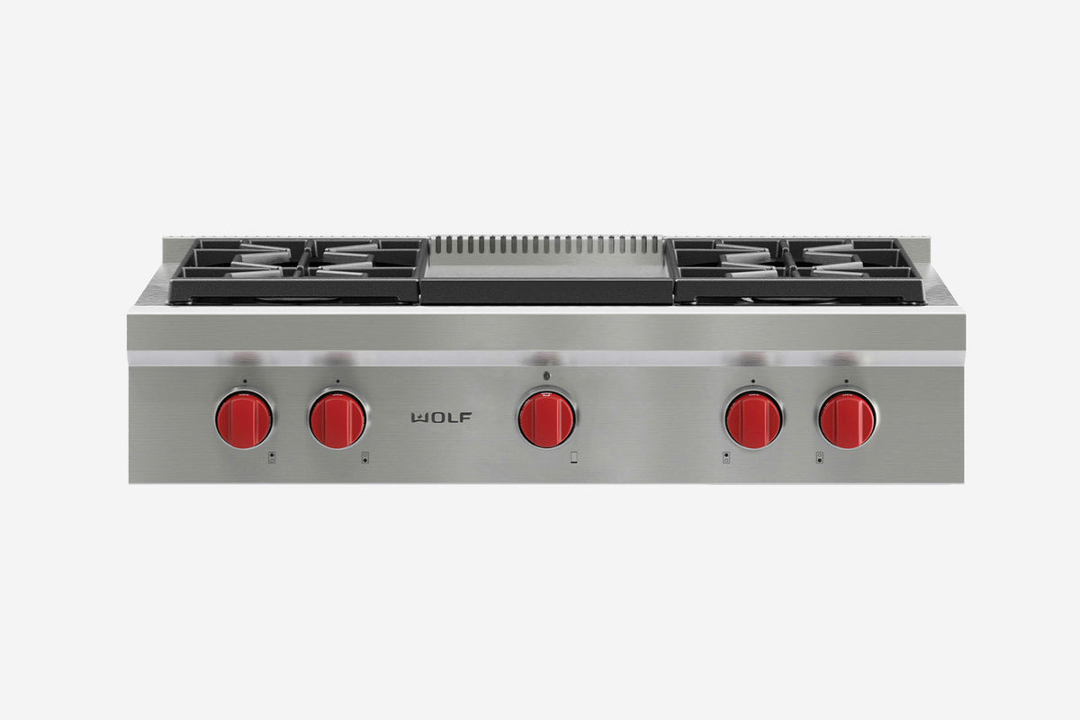 Wolf 91 cm 4 burner and teppanyaki rangetop