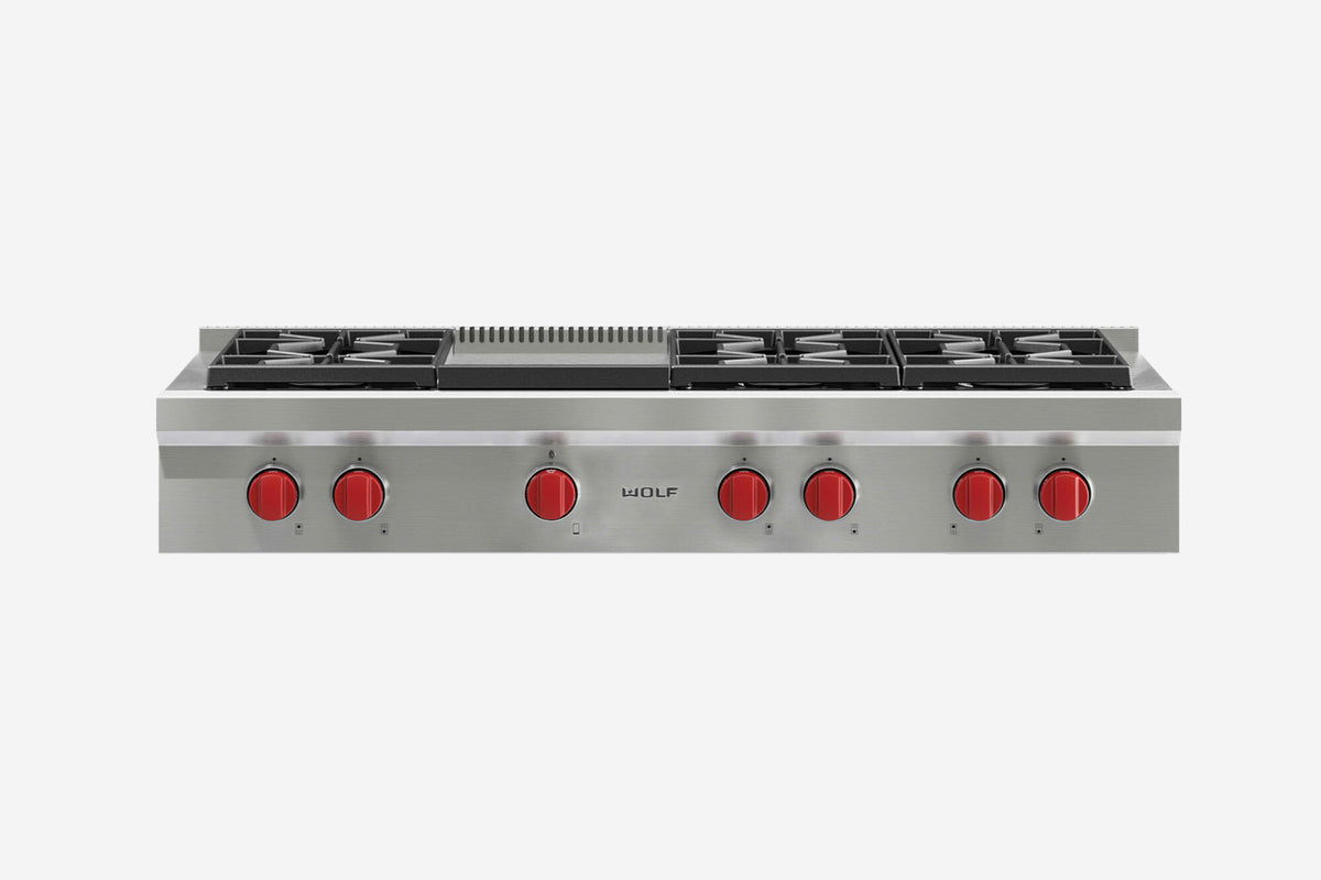 Wolf 122cm 6 burner and teppanyaki rangetop