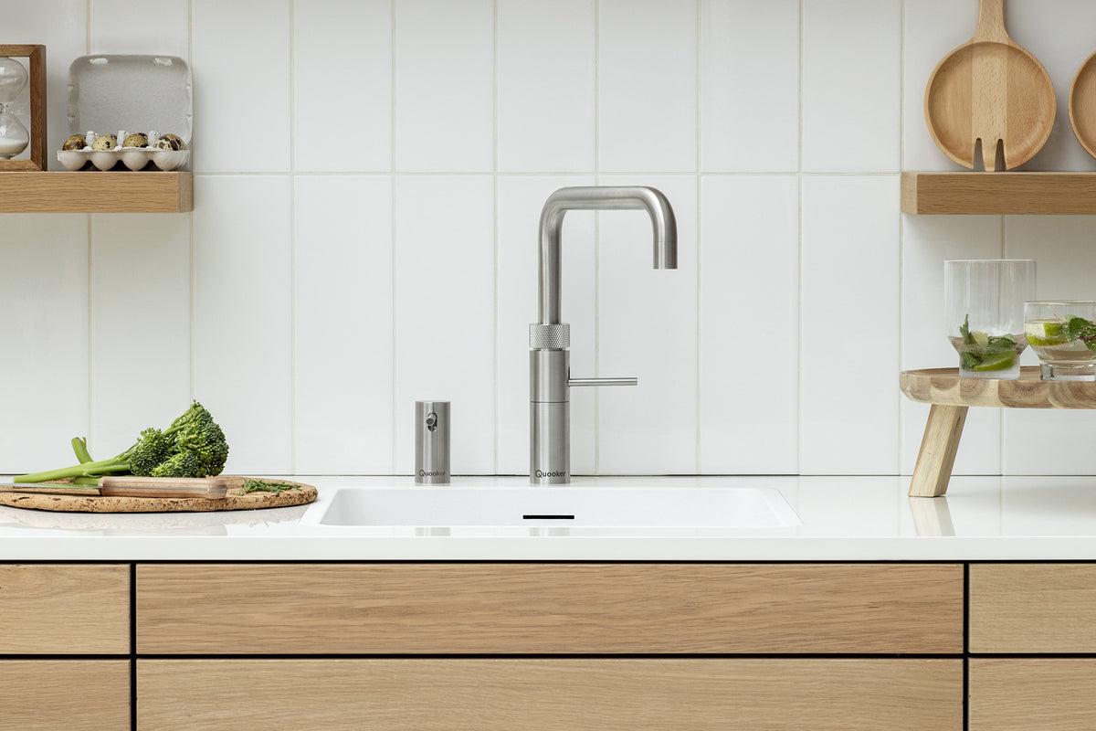 Quooker Fusion square boiling water tap in stainless steel