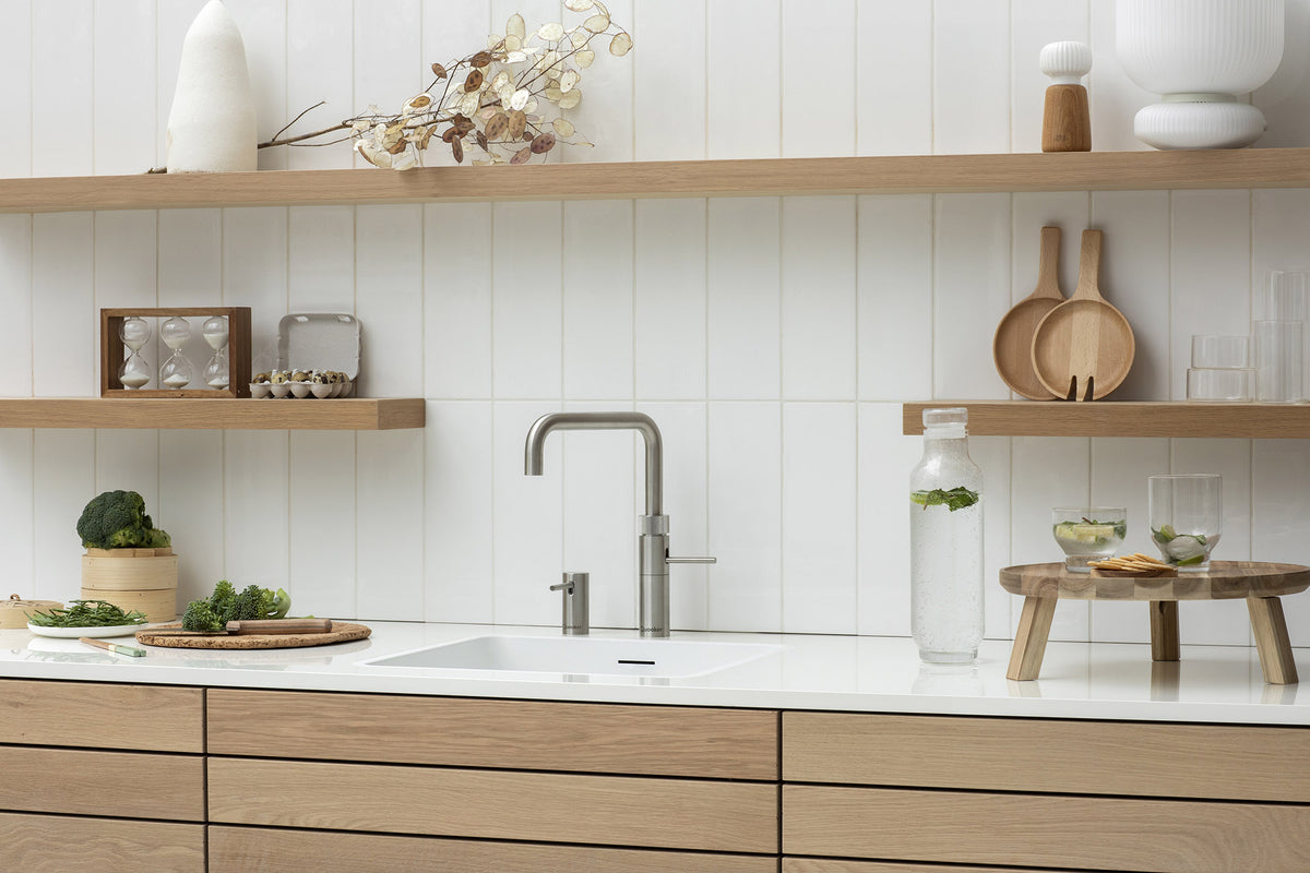 Quooker Fusion square boiling water tap in stainless steel