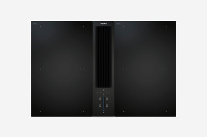 BORA Classic 2.0 Modular Hob - hero shot, all-black configured modular hob, top-down view