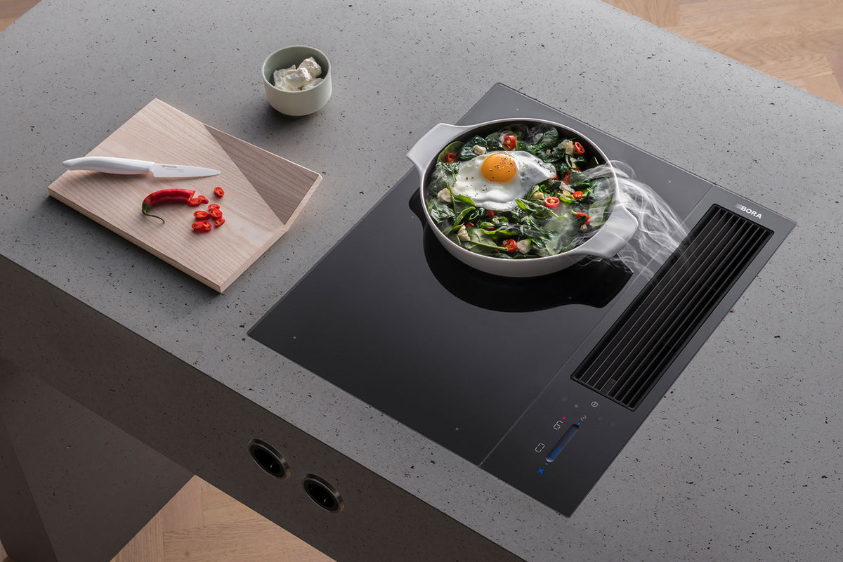BORA Classic 2.0 Modular Hob - close-up of all-black surface and controls