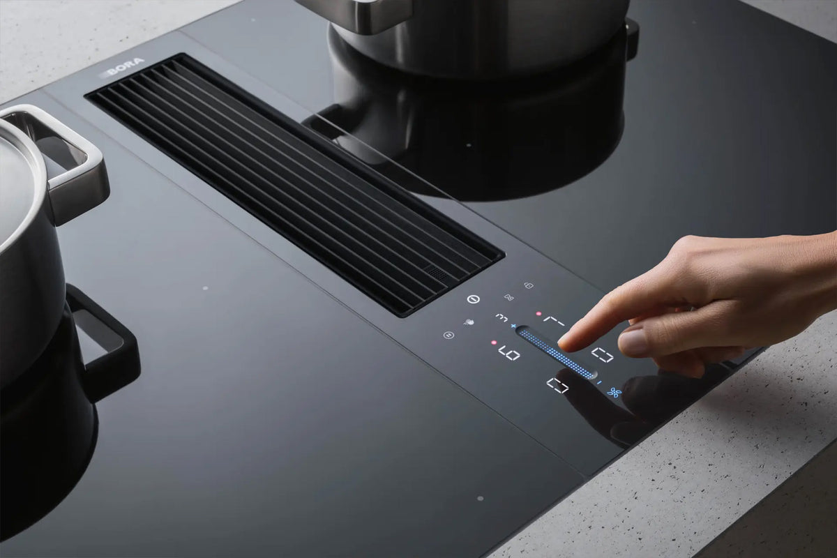 BORA Classic 2.0 Modular Hob - detail of extraction module and downdraft slot