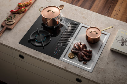 BORA Classic 2.0 Surface Induction Tepan Hob Set CKA2FIT - angled view showing tepan and induction configuration