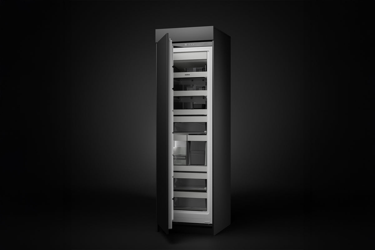 BORA Freeze 56cm Freezer F178GW - door open view showing interior drawers and freezer zones
