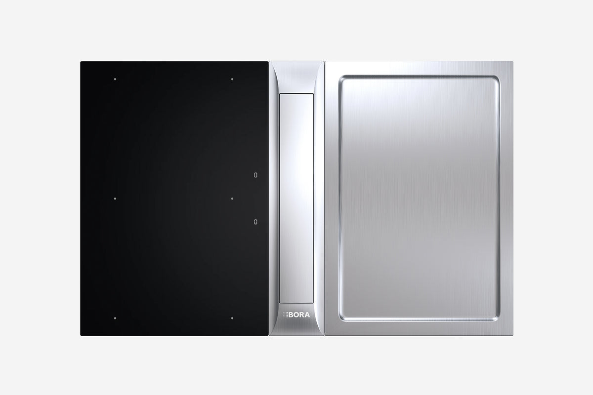 BORA Professional 3.0 Surface Induction Tepan Hob Set PKAS3FIT - hero shot, induction and tepan modules, top-down view