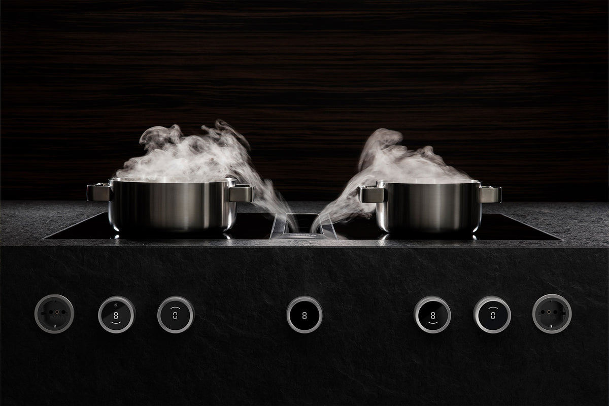 BORA Professional 3.0 HiLight Hob Set PKAS3HL - angled view showing HiLight ceramic and extractor configuration