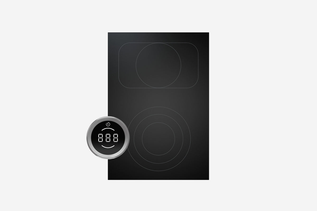 BORA Professional 3.0 HiLight Cooktop 3-Ring/Roaster PKCB3 - hero product shot, ceramic module with roaster zone