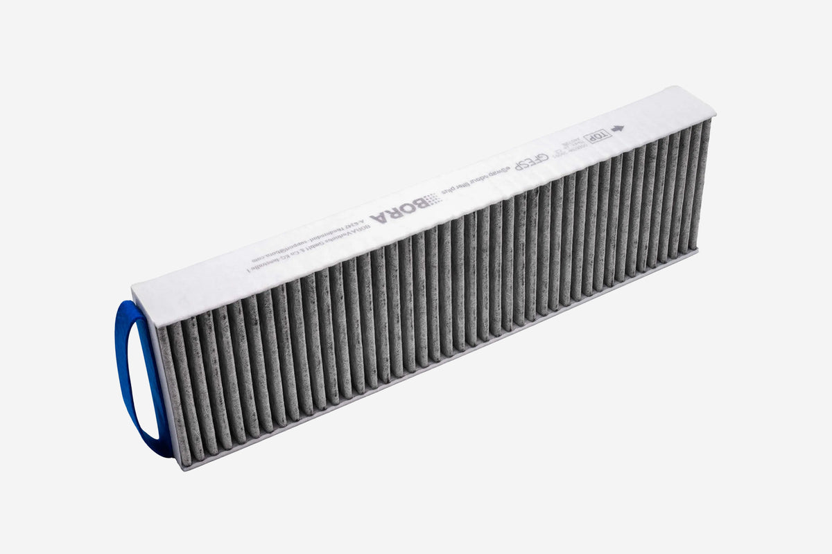 BORA Pure Replacement Activated Charcoal Odour Filter Plus GFESP - hero product shot, charcoal filter on white background