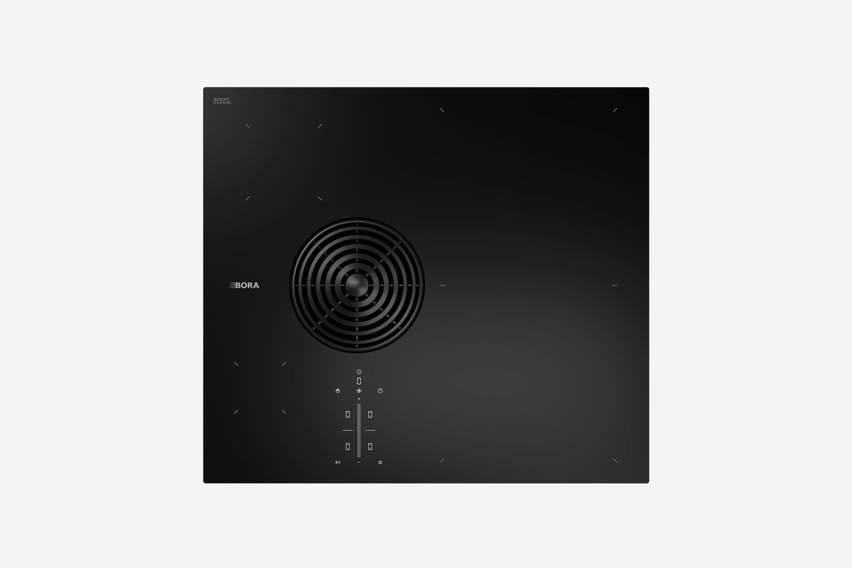 BORA S Pure 58cm Ducted Hob PURSA2 - hero product shot, compact black gloss surface, top-down view