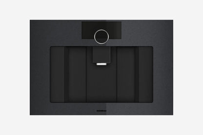 Gaggenau Minimalistic Series Coffee Machine GC251100 60cm in Gaggenau Onyx - hero product shot, closed onyx front view