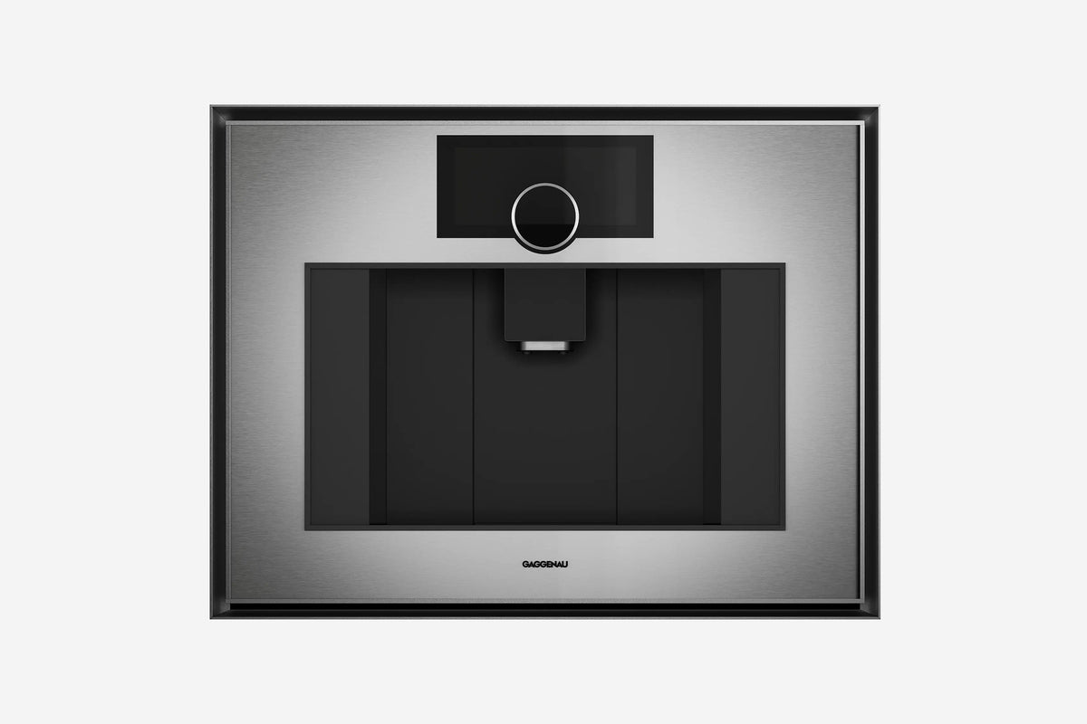 Gaggenau Expressive Series Coffee Machine GC451120 60cm in stainless steel - hero product shot, closed front view
