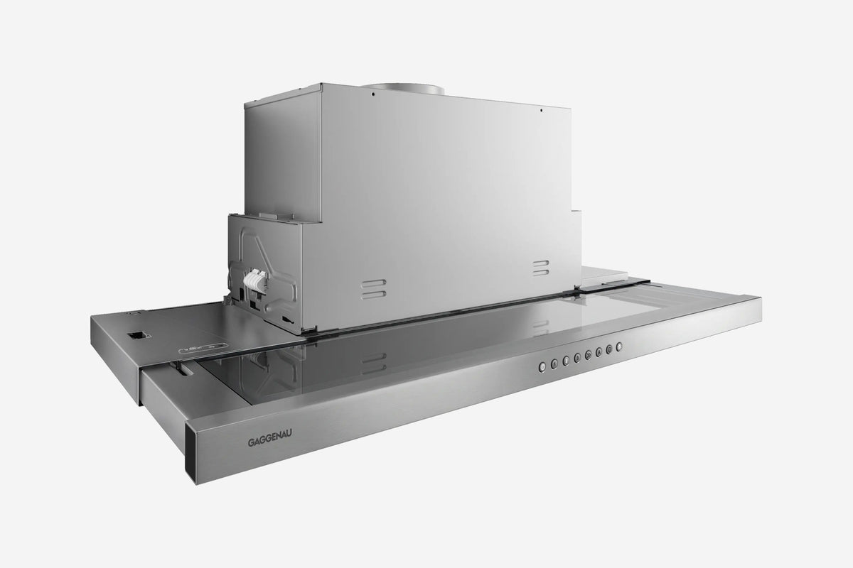 Gaggenau 200 Series Flat Kitchen Extractor Hood AF210192 90cm in stainless steel - hero product shot, flat profile front view