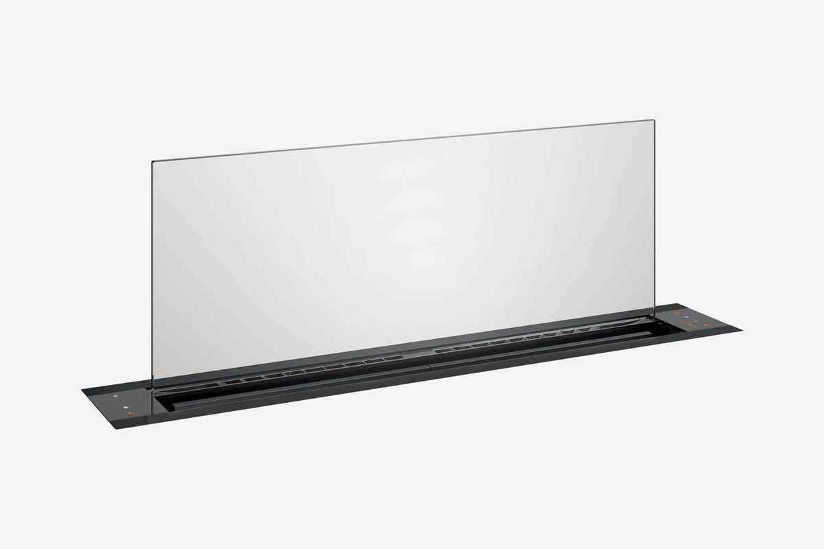 Gaggenau 200 Series Downdraft Extractor AL200180 80cm in Gaggenau Black - hero product shot, retracted position, top view