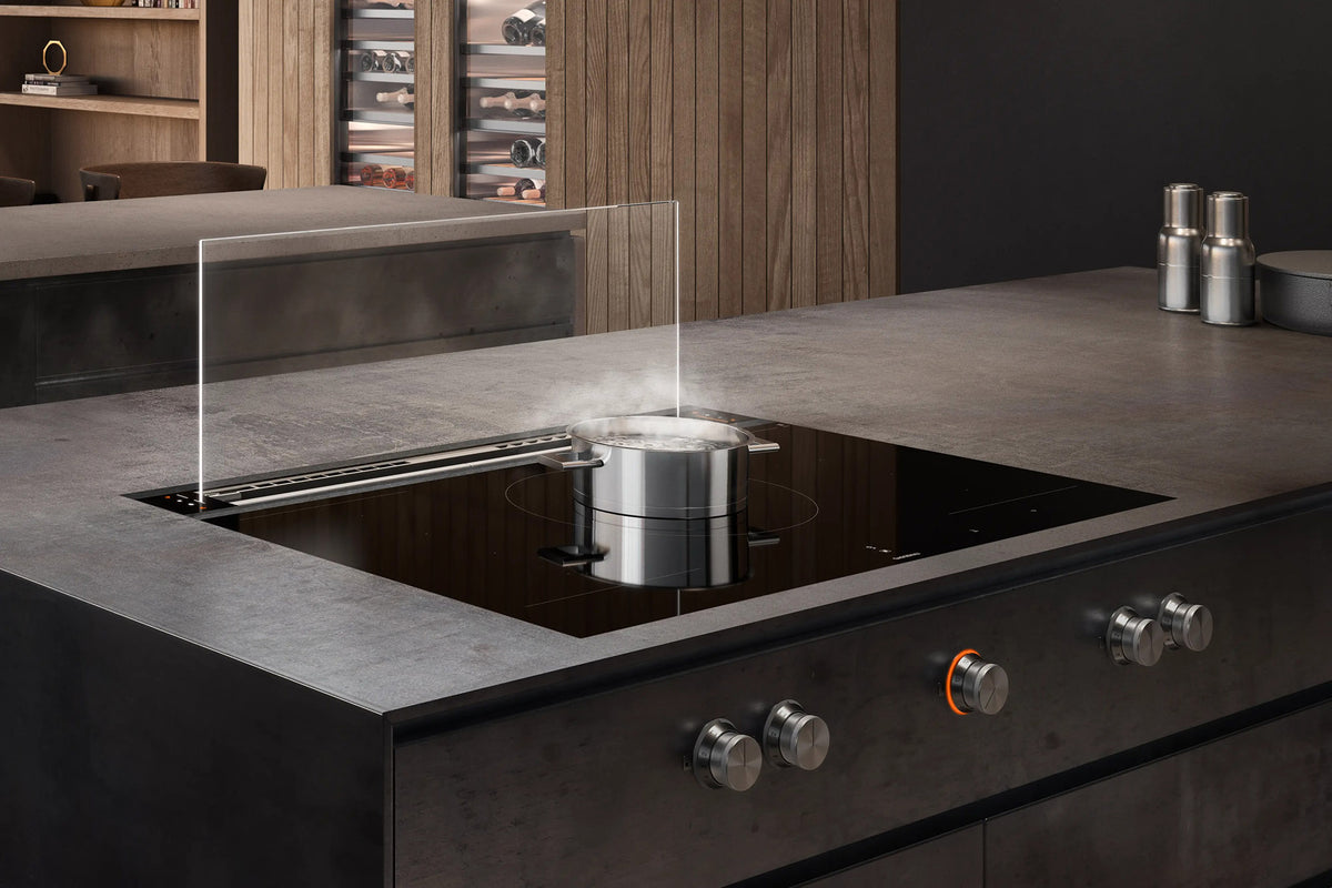 Gaggenau 200 Series Downdraft Extractor AL200180 - raised extraction position, black housing visible
