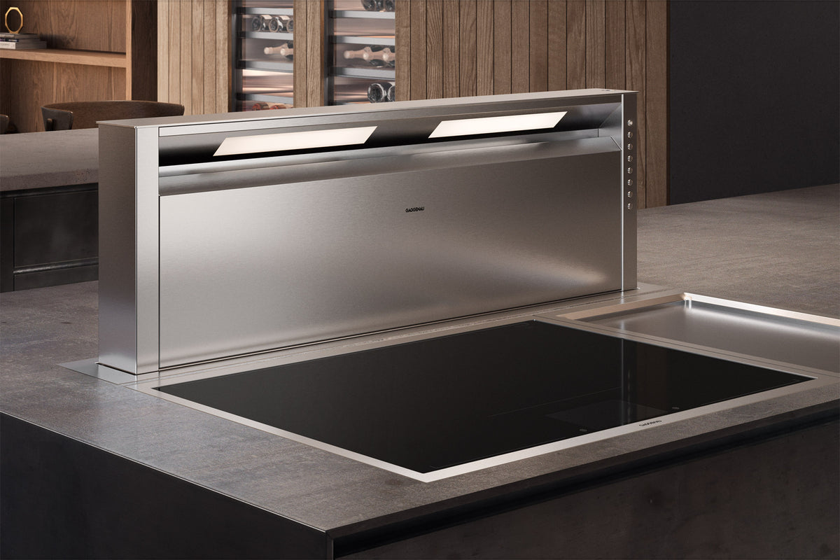 Gaggenau 400 Series Downdraft Extractor AL400122 - close-up of extraction grille and motor housing