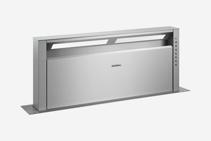 Gaggenau 400 Series Downdraft Extractor AL400192 90cm in stainless steel - hero product shot, retracted position, top view
