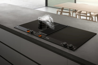 Gaggenau 200 Series Vario Downdraft Extractor VL200120 - angled view showing black aluminium module and extraction slot