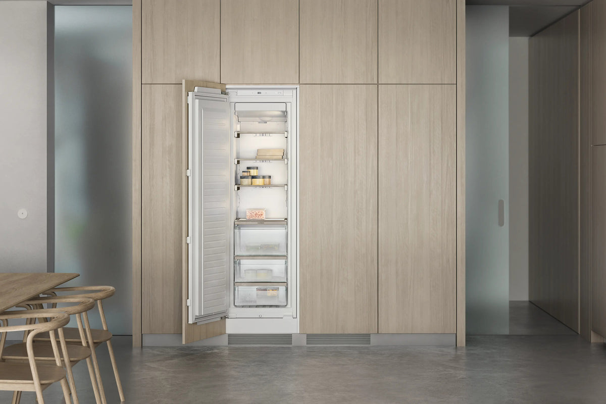 Gaggenau 200 Series Vario Freezer RF287370 - door open showing interior drawers and compartments