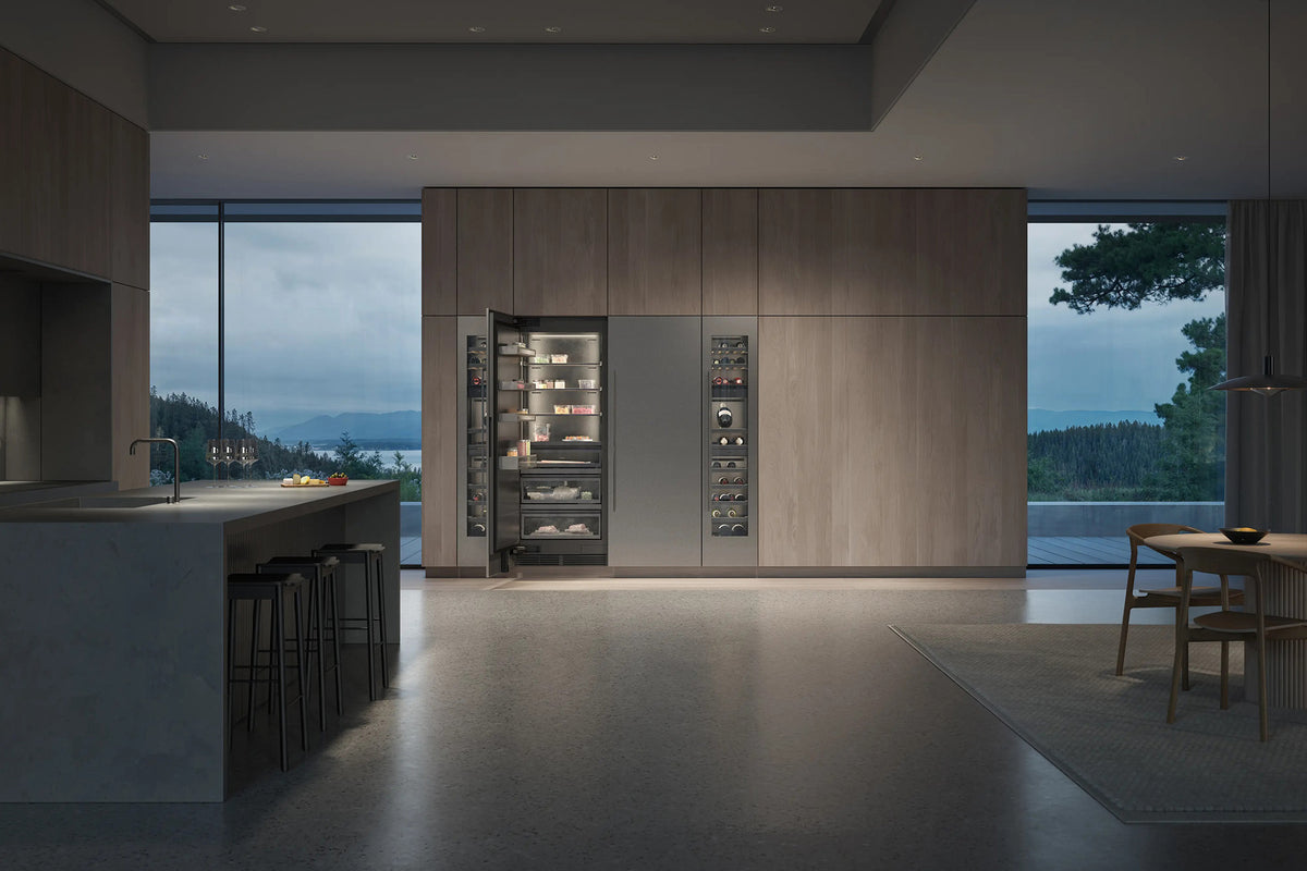 Gaggenau Expressive Series Vario Freezer RVF477190 - door open showing interior drawer compartments