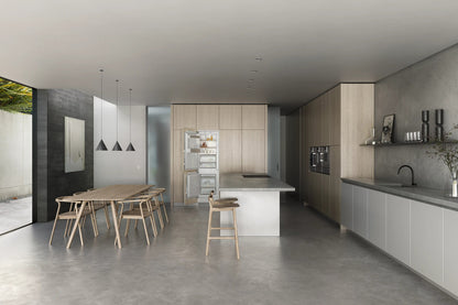 Gaggenau 200 Series Vario Fridge-Freezer Combination RB289300 - overhead lifestyle shot in luxury kitchen context