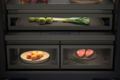 Gaggenau Expressive Series Vario Fridge-Freezer RVB477190 - freezer compartment open showing storage zones