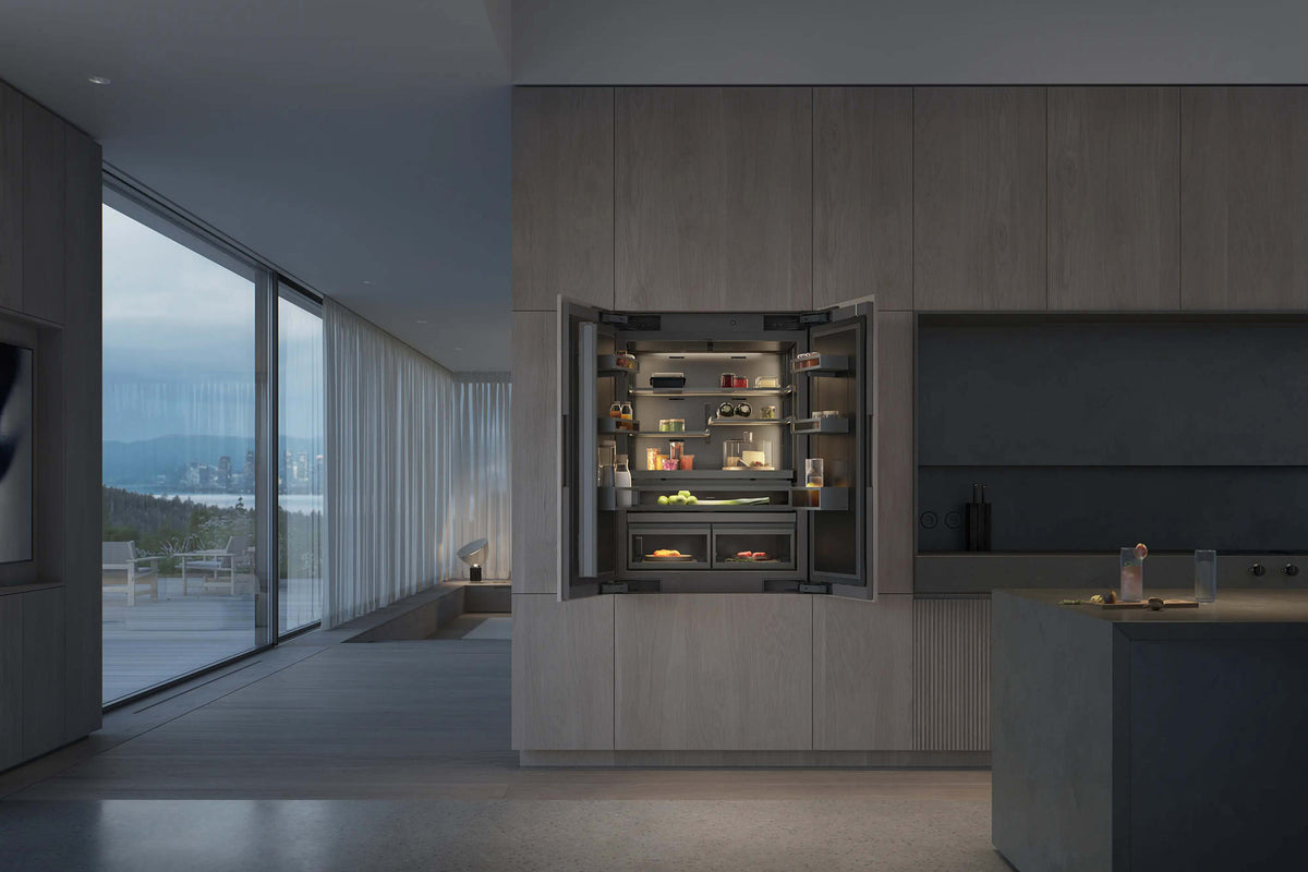 Gaggenau Expressive Series Vario French Door Fridge-Freezer RVY497190 - doors open showing interior layout