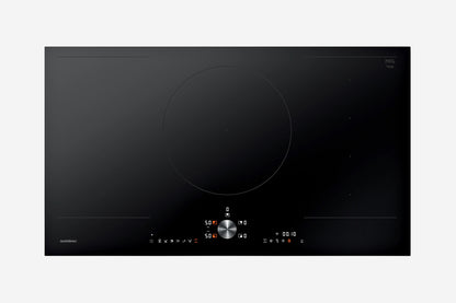 Gaggenau 200 Series Flex Induction Cooktop CI292102 90cm - hero product shot, black glass surface, top-down view