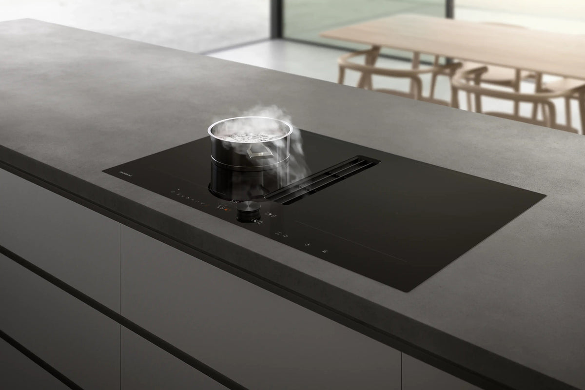 Gaggenau 200 Series Venting Flex Induction Cooktop CV282101 - angled view showing integrated extractor slot