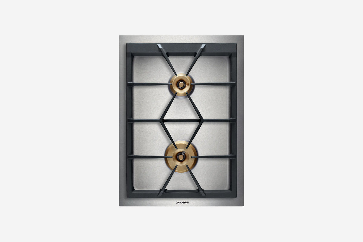 Gaggenau 400 Series Vario Double Burner Gas Cooktop VG425215 38cm - hero product shot, double burner module, top-down view